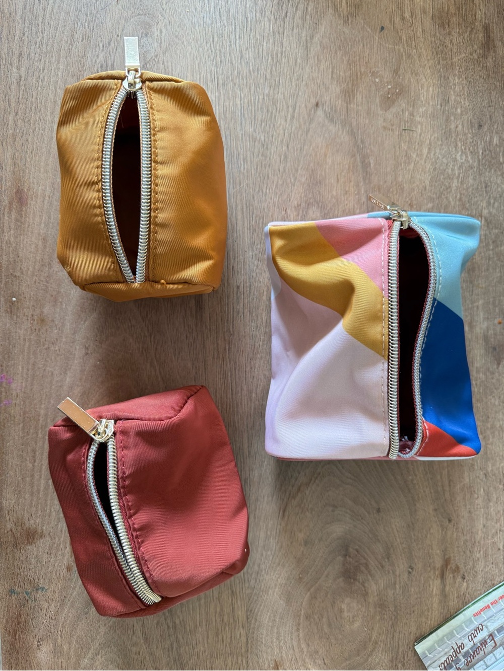 Women’s Cosmetic Pouch Set - Mustard, Terracotta & Multicolor